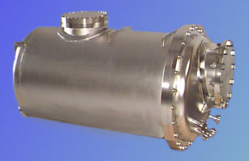 Stainless steel electropolished high vacuum vessel.